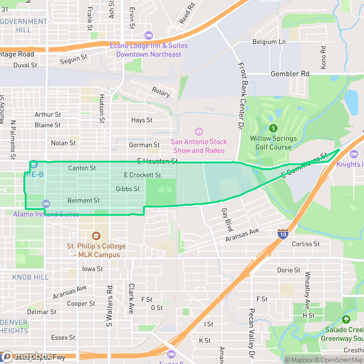 Map showing the location of Jefferson Heights, San Antonio, TX