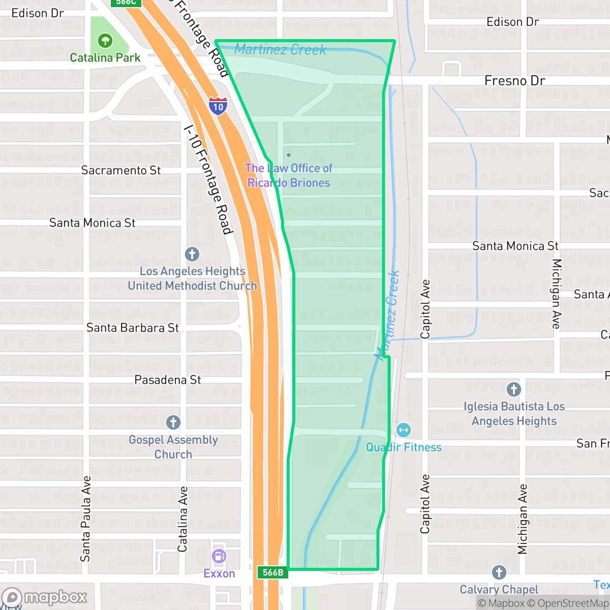 Map showing the location of Los Angeles Heights - Keystone-Northwest Los Angeles Height, San Antonio, TX