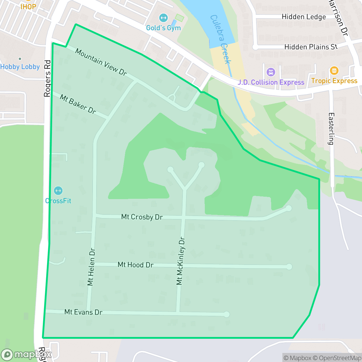 Map showing the location of Mountain View Acres, San Antonio, TX