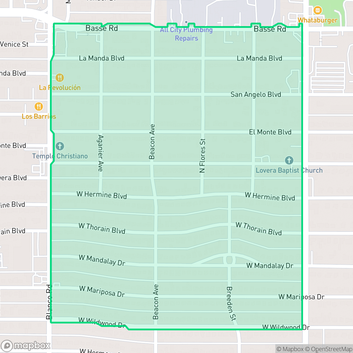 Map showing the location of Northmoor, San Antonio, TX