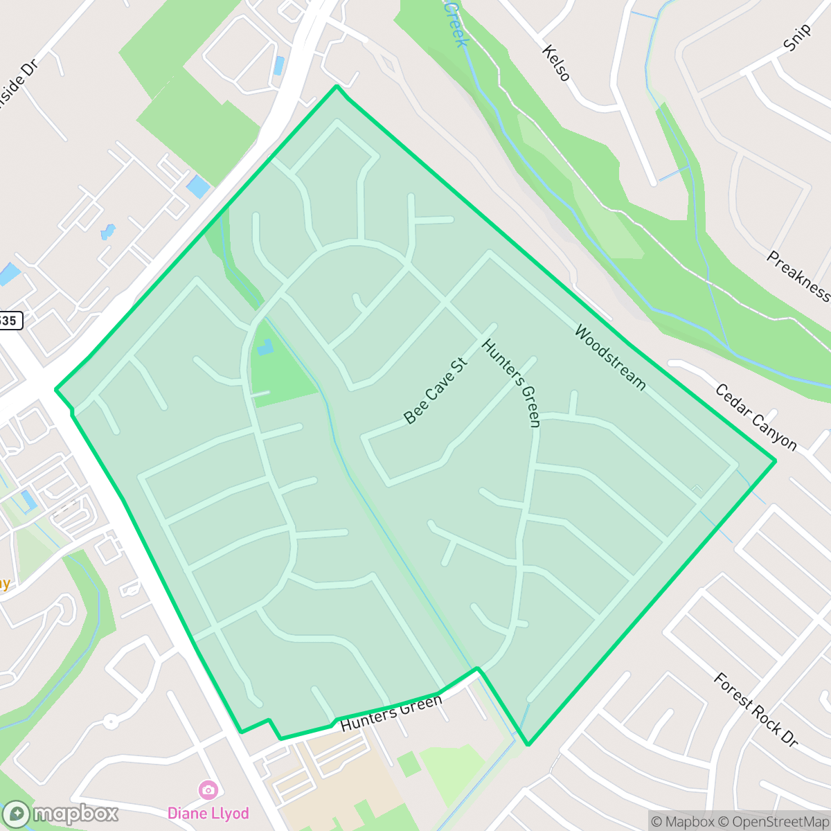 Map showing the location of Oak Meadow, San Antonio, TX