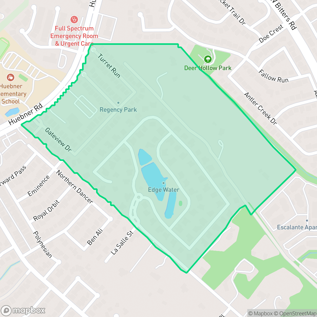 Map showing the location of Regency Park, San Antonio, TX