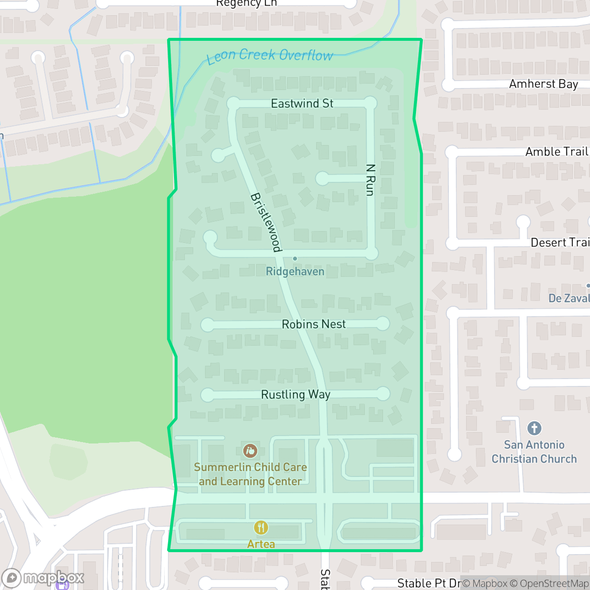Map showing the location of Ridgehaven Volunteer, San Antonio, TX