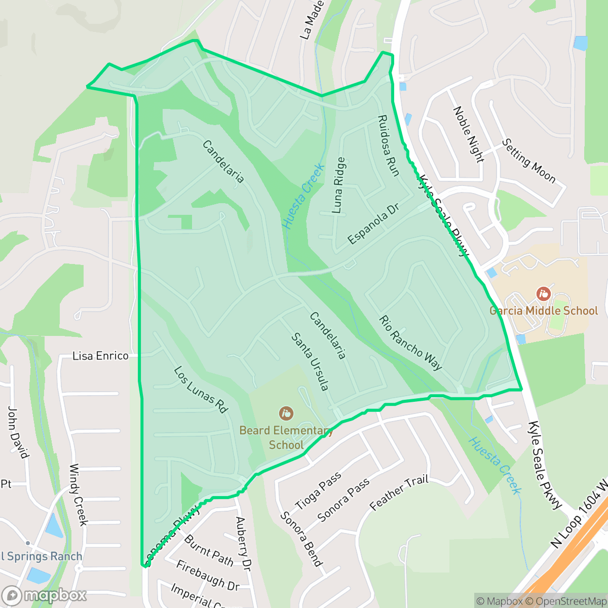 Map showing the location of Sonoma Ranch, San Antonio, TX