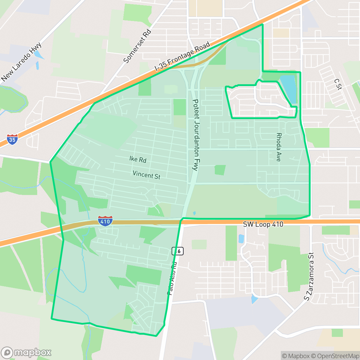 Map showing the location of South Southwest, San Antonio, TX