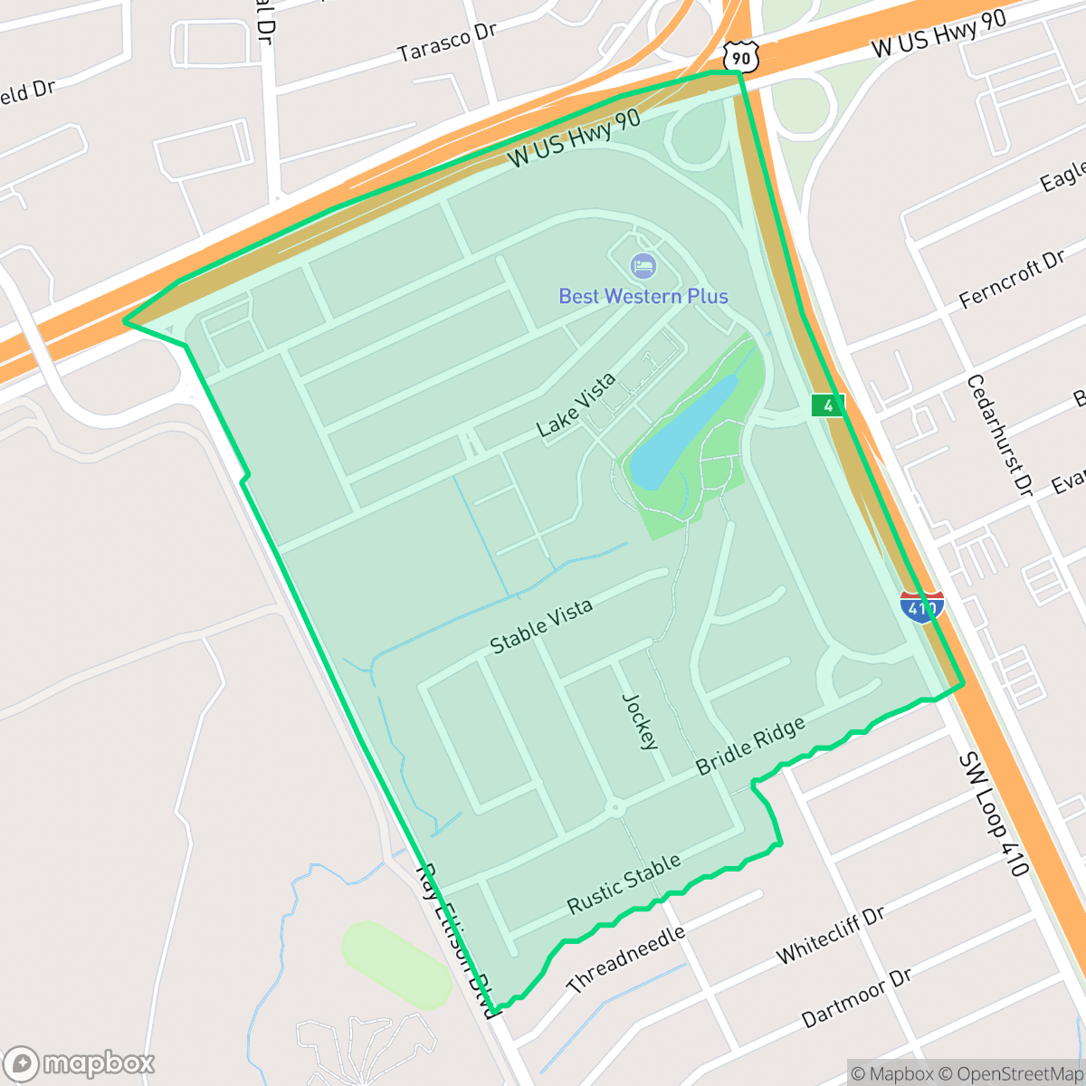 Map showing the location of Stablewood-Valley Hi North, San Antonio, TX
