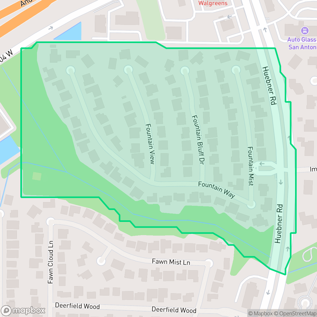Map showing the location of The Fountains at Deerfield, San Antonio, TX