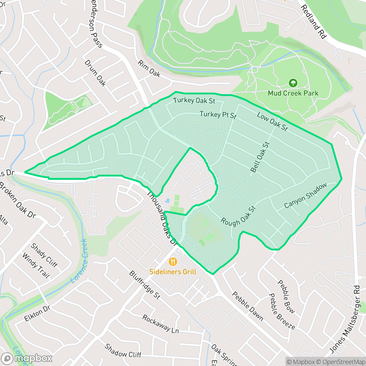 Map showing the location of Thousand Oaks, San Antonio, TX