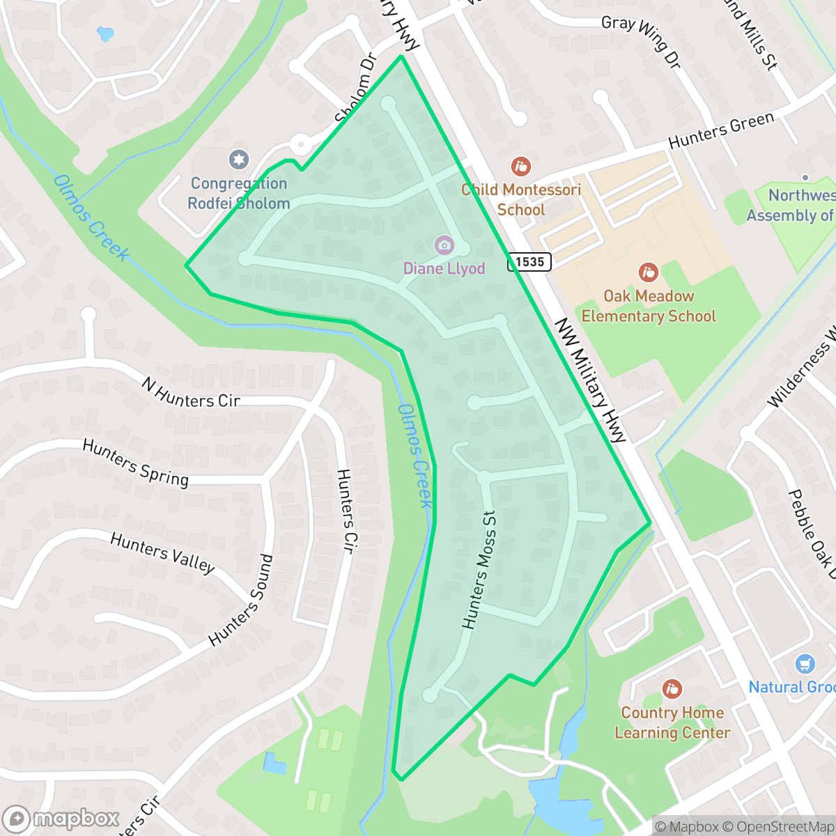 Map showing the location of Warwick Farms, San Antonio, TX