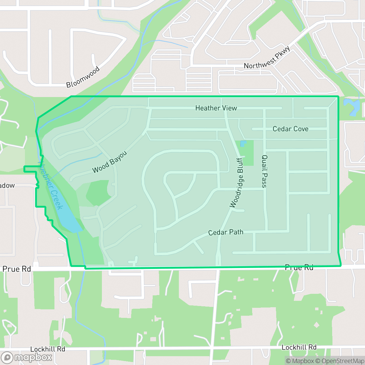 Map showing the location of Woodridge, San Antonio, TX
