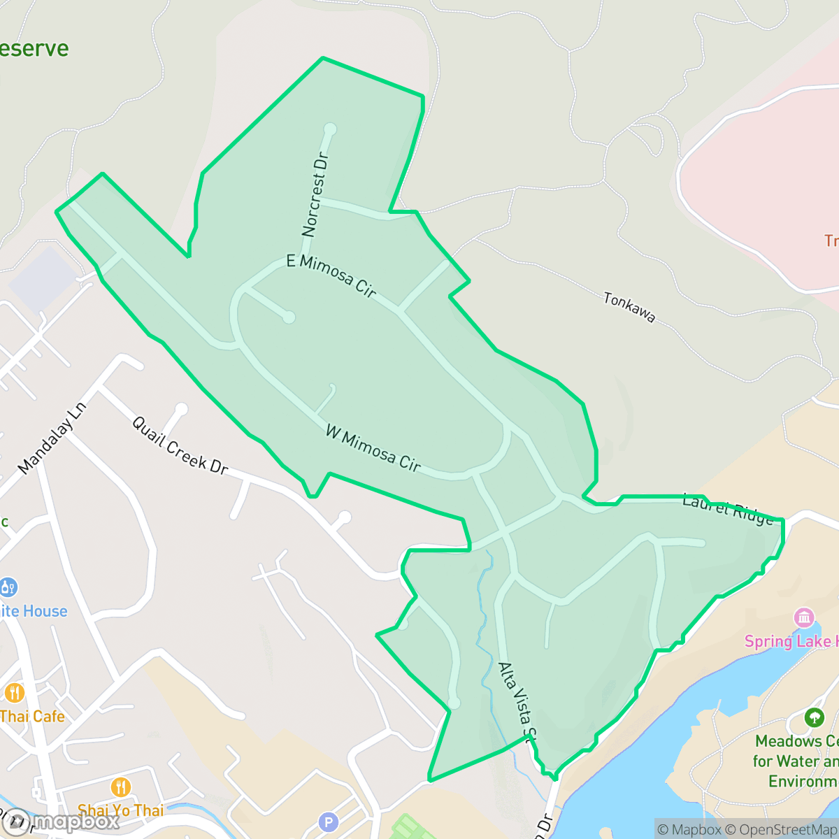 Map showing the location of Spring Lake Hills, San Marcos, TX