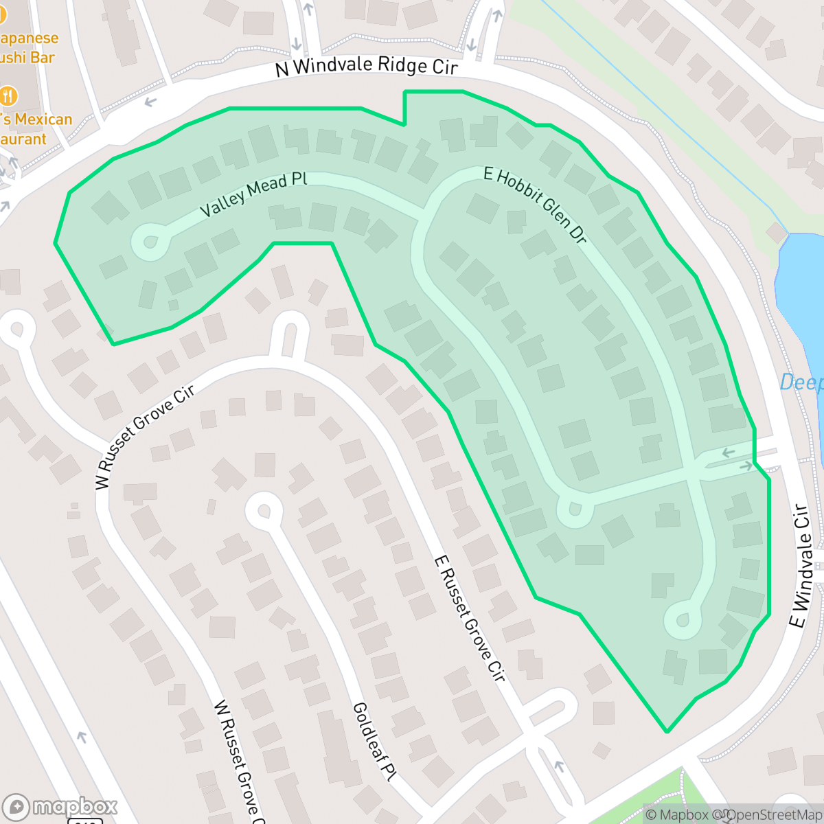 Map showing the location of Deepdale, The Woodlands, TX