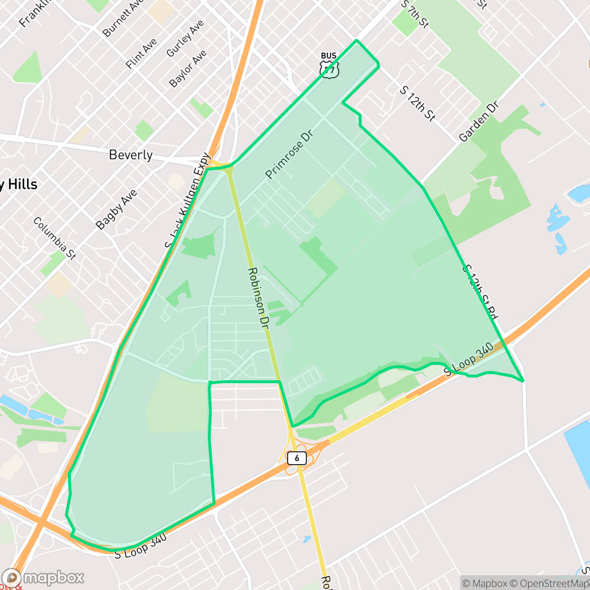 Map showing the location of Alta Vista, Waco, TX