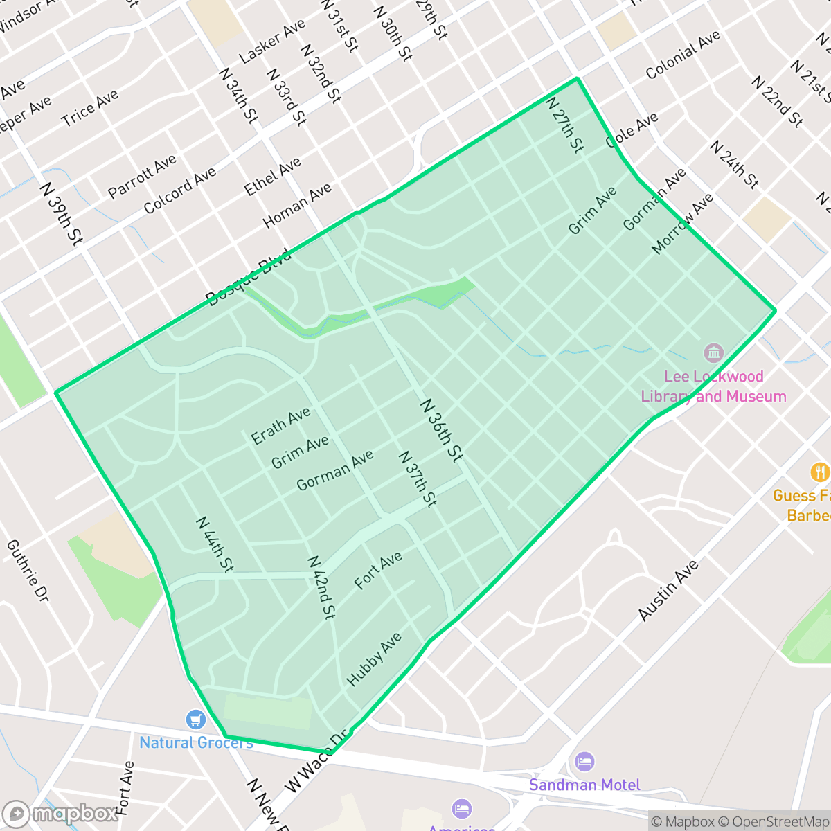 Map showing the location of Brookview, Waco, TX