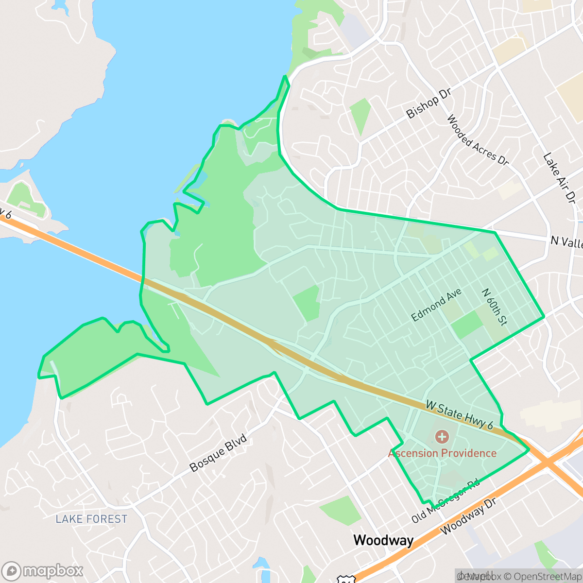 Map showing the location of Parkdale Viking Hills, Waco, TX
